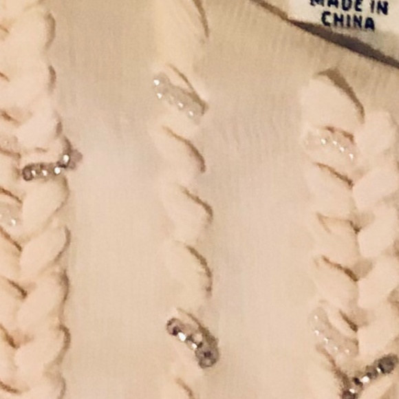 NWOT Silk Pearl-Silver Bead/Weave Camisole Tank - Picture 6 of 14